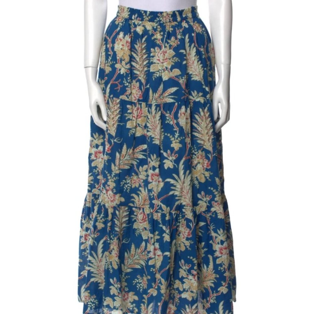 Millie Resort and Travel Blue Maxi Floral Tropical Skirt, XS